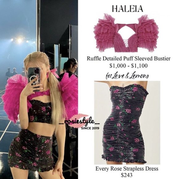 KPOP FOR LOVE & LEMONS EVERY ROSE STRAPLESS DRESS